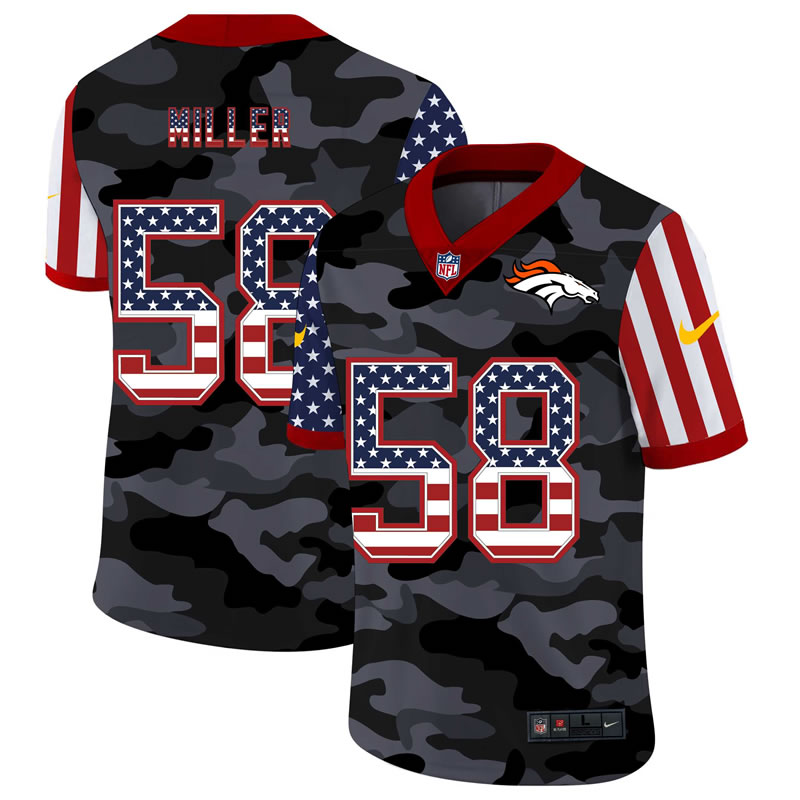 Nike Denver Broncos 58 Miller 2020 USA Camo Salute to Service Limited Jersey zhua